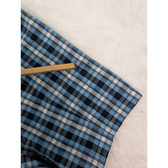 Fjallraven Shirt Men's M Blue Plaid Ovik Short‎ Sleeve Button Down Poly/Cotton - Picture 13 of 15